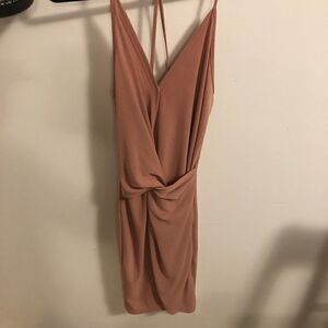 DYNAMITE Knot Strappy Mini Dress In Cameo Brown ~ Size S Small